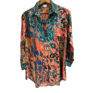 S by S by Shikha Hand Embroidered Silk Tunic Blouse | One Size